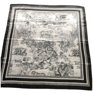 Black & White Affrican Animal Print Scarf 35x35 inch  Satin Finish Square Design